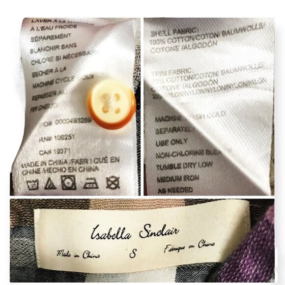 Anthropologie Isabella Sinclair plaid shirt with lace inserts. Size S - Picture 5 of 13